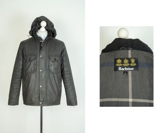 Men s Barbour Bonner Wax Black Biker Field Jacket Size L Etsy