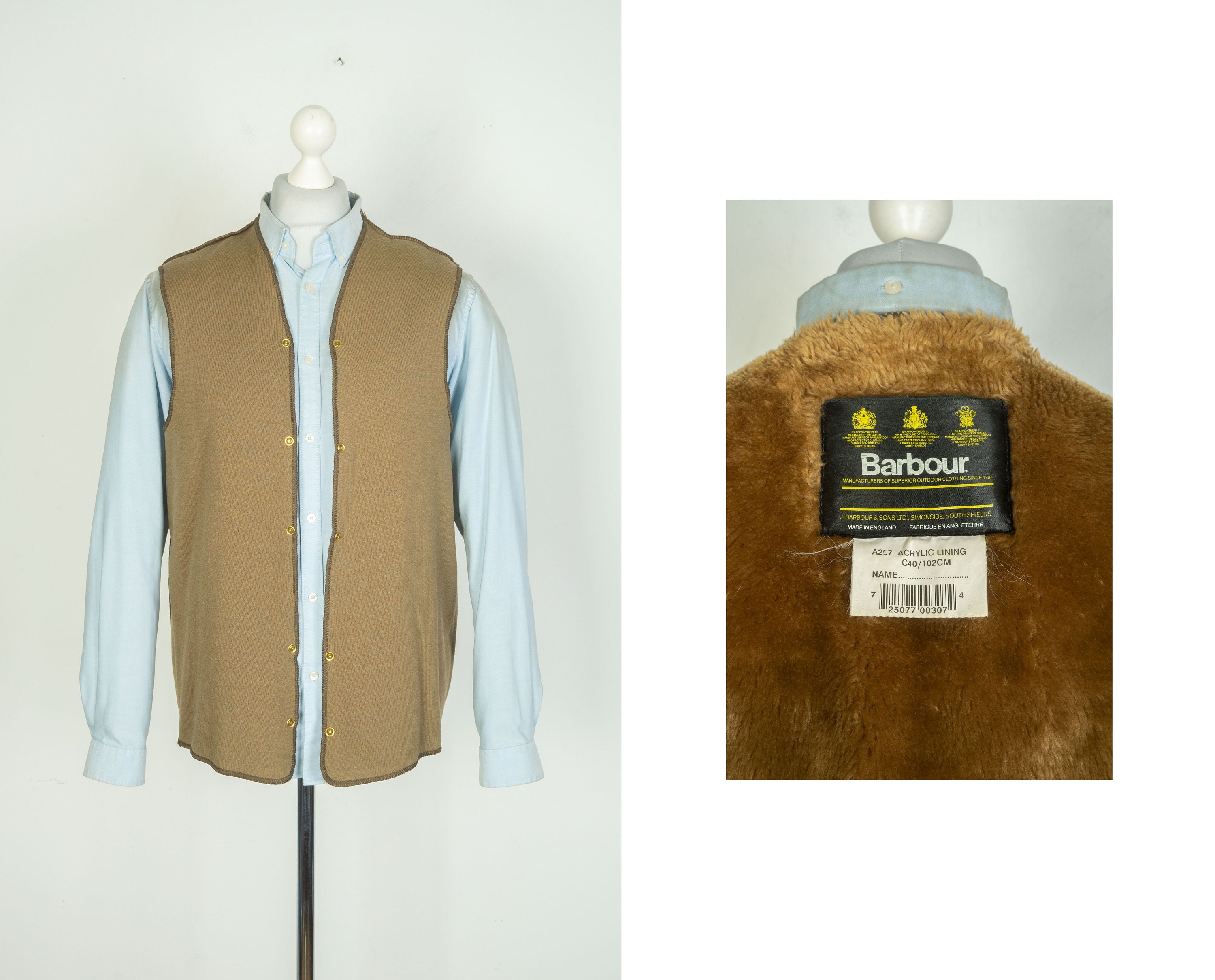 Barbour Warm Pile Lining Liner Brown Vest Gilet Size 40 Etsy UK