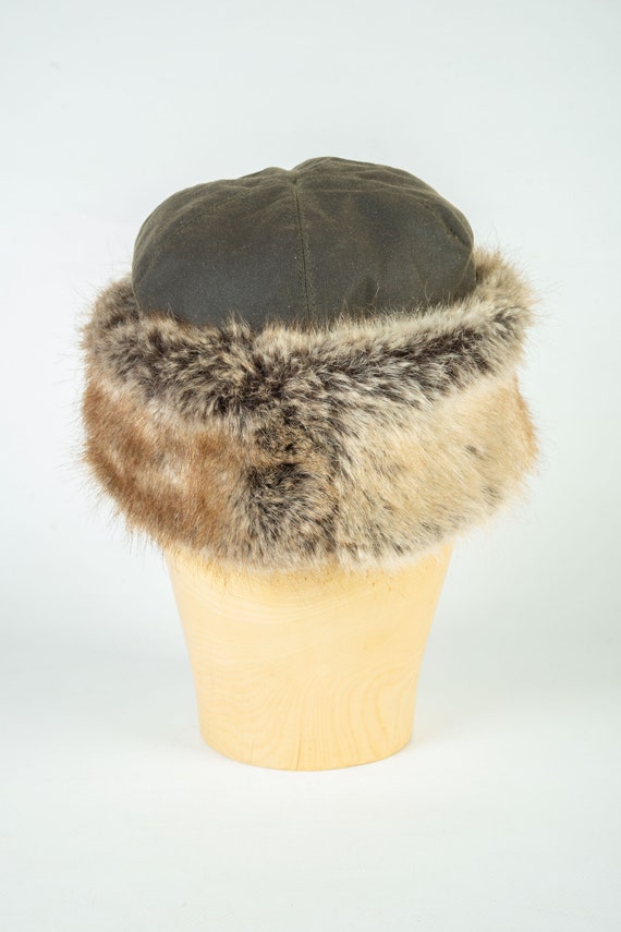 Ladies Barbour Bucket Cotton Waxed Fur Olive Hat … - image 5
