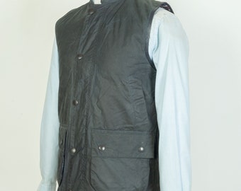 Barbour Westmorland Wax Navy Blue Vest Gilet Size S