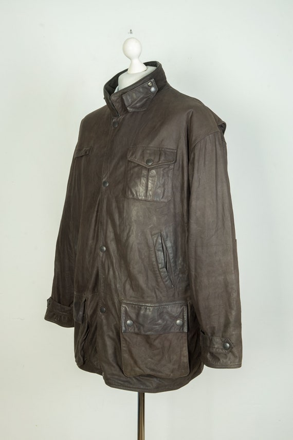 Barbour bushman leather jacket clearance