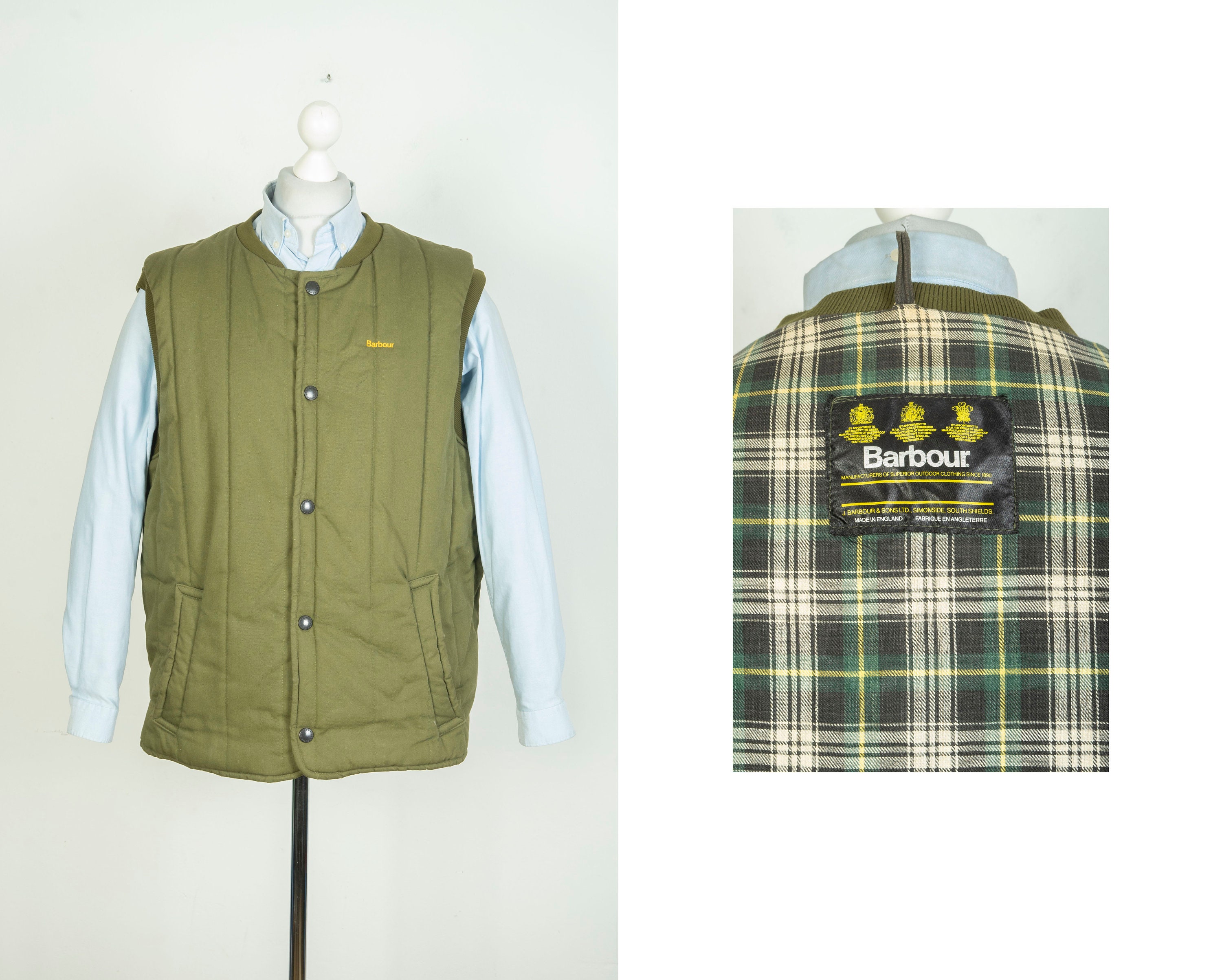 Barbour Waistcoat Quilted Olive Warm Shooting Vest Gilet Liner Size L Etsy Ireland