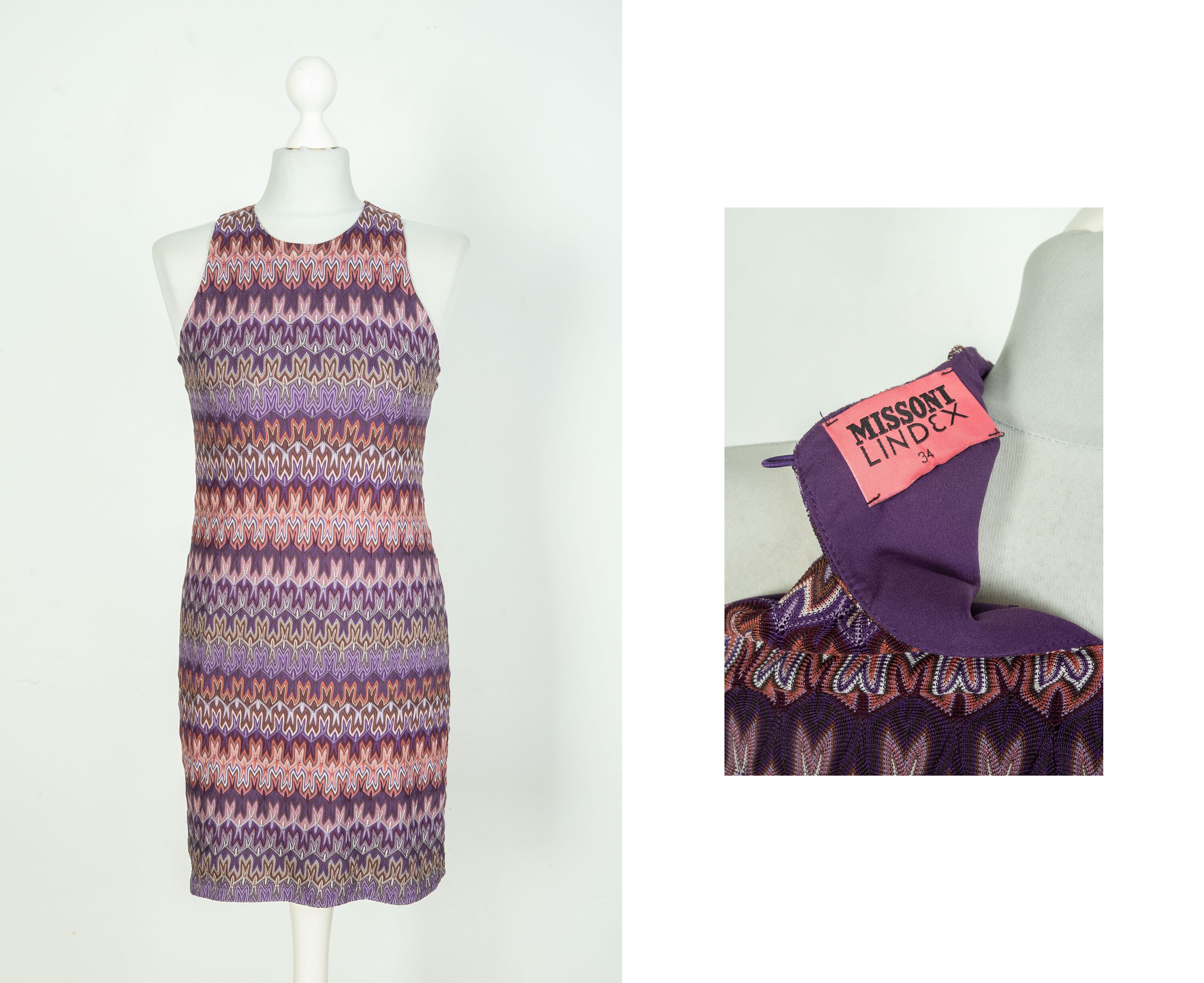 Missoni Lindex Sleeveless Multicolor Red burgundy Viscosa Dress Size 34 Etsy