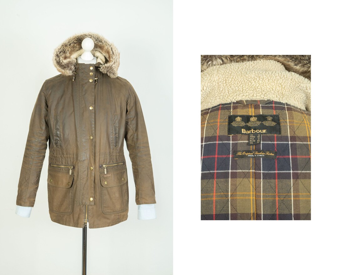 Ladies Barbour Kelsall Hooded Brown Wax Cotton Jacket Size UK Etsy