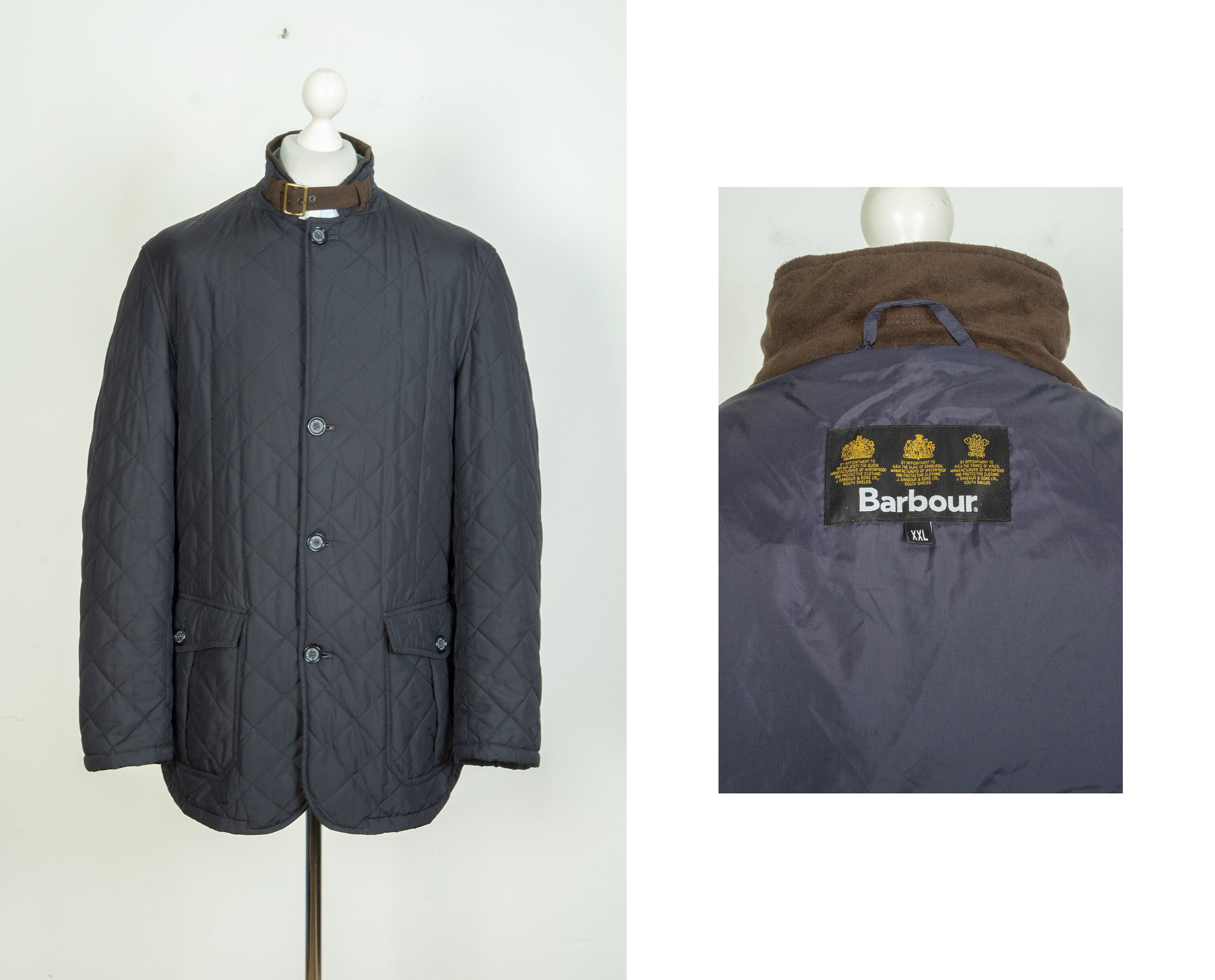 men s Barbour Lutz Sportquilt Quilted Navy Blue Jacket Size XXL