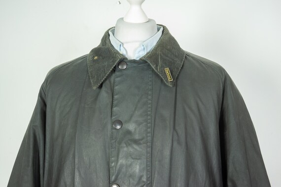 Herren Vintage Barbour Beaufort Wachs Baumwolle Navy / Schwarz 