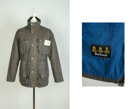 Buy Men s Barbour Vintage Cotton Dry Fly Gray Field Fishing Jacket Size L Online in India Etsy