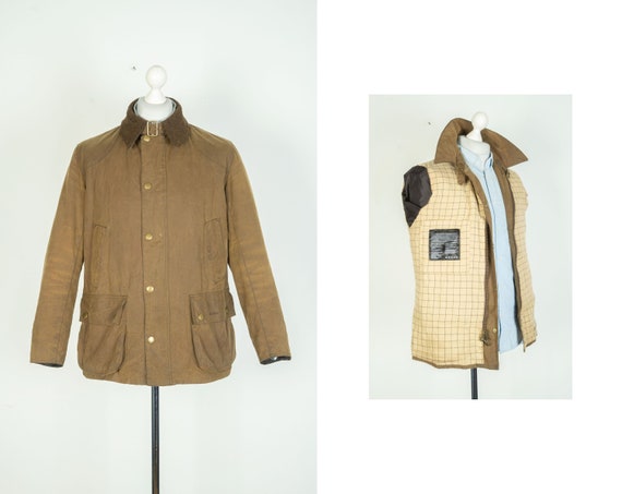 Mens Barbour Leedale Wax Cotton Brown Jacket Size… - image 1