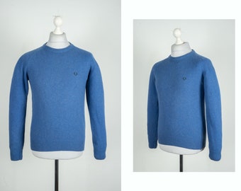 Navzaem Men's Fred Perry Wool Navy Jumper Sweater Size M