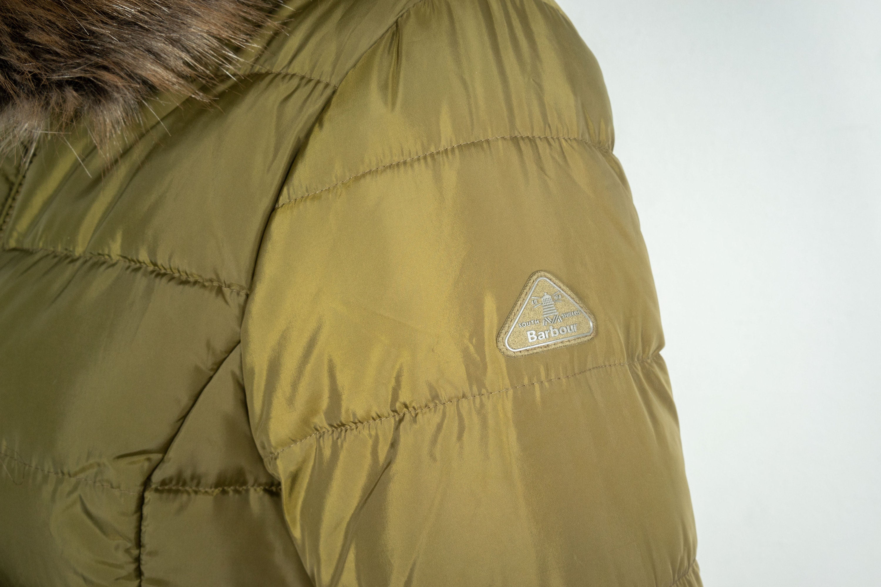 Women s Barbour Bayside Quilt Fibre Down Quilt Olive Jacket Size