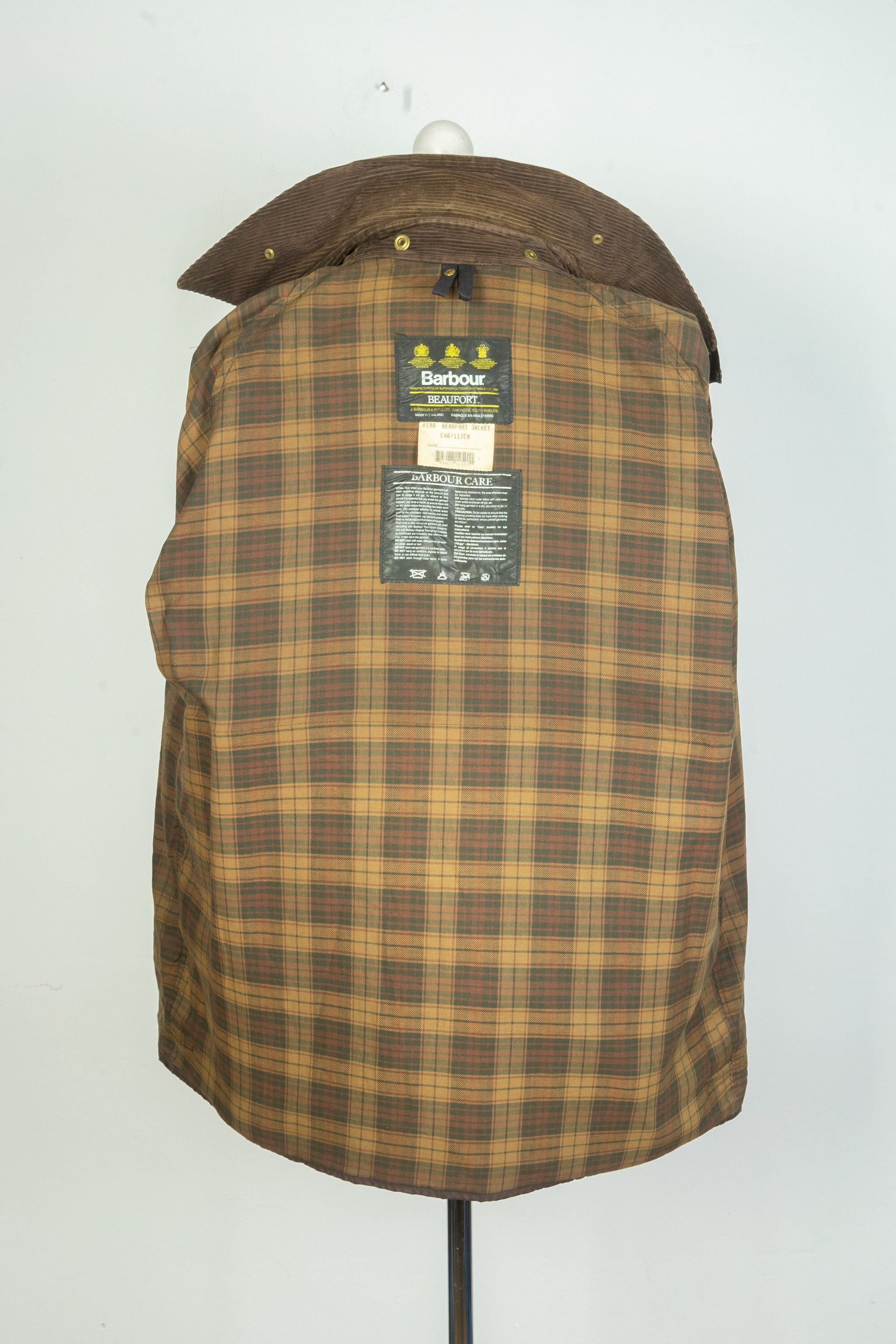 Vintage Barbour Classic Beaufort Wax Cotton Brown Jacket Size 46 