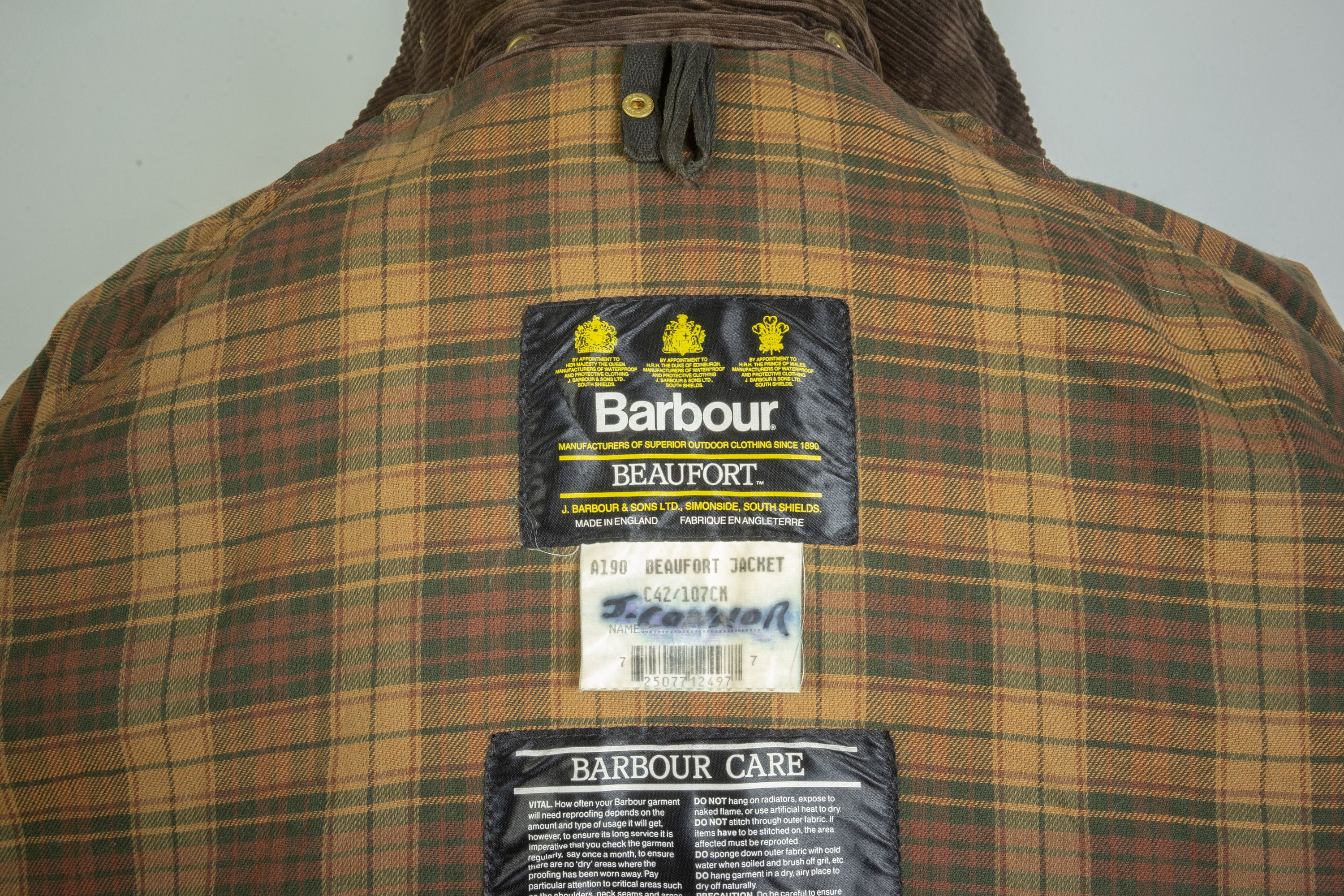 Mens Barbour Classic Beaufort Wax Cotton Brown Jacket Size C42