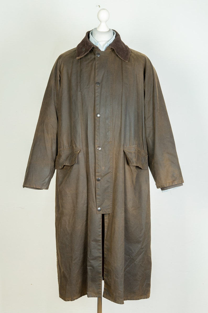 Mens Barbour Burghley Wax Cotton Brown Jacket Trench Coat Etsy