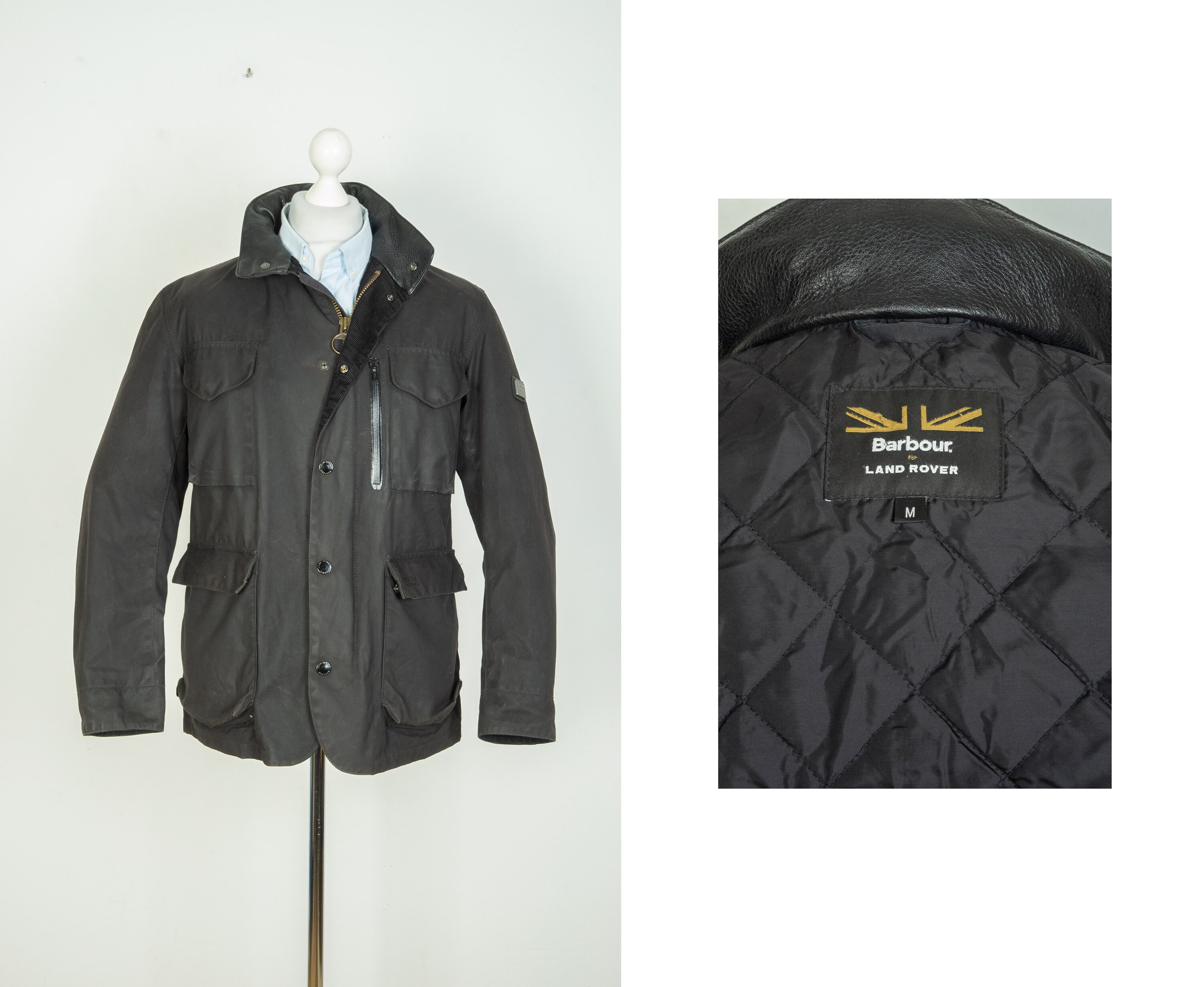Mens Barbour Birkly Land Rover Field Wax Cotton Black Jacket Size M