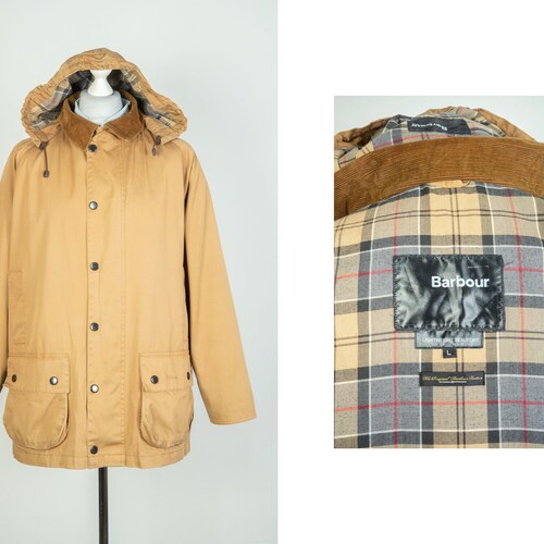 Mens Barbour Classic Beaufort Hooded Cotton shops Brown Jacket Size L