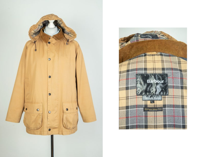 Mens Barbour Classic Beaufort Hooded Cotton shops Brown Jacket Size L