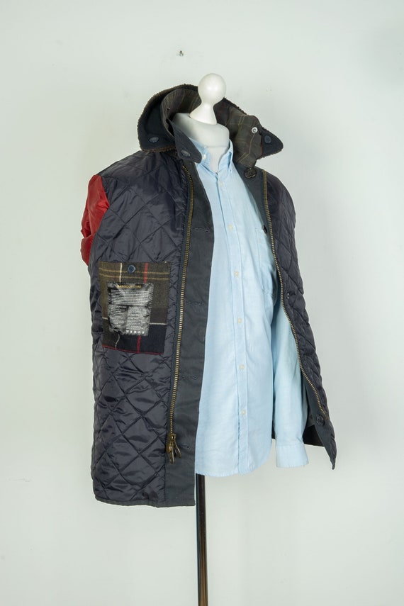 Men s Barbour Arding Classic Tartan Navy Blue Wax Jacket Size S