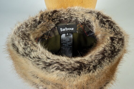 Ladies Barbour Bucket Cotton Waxed Fur Olive Hat … - image 6