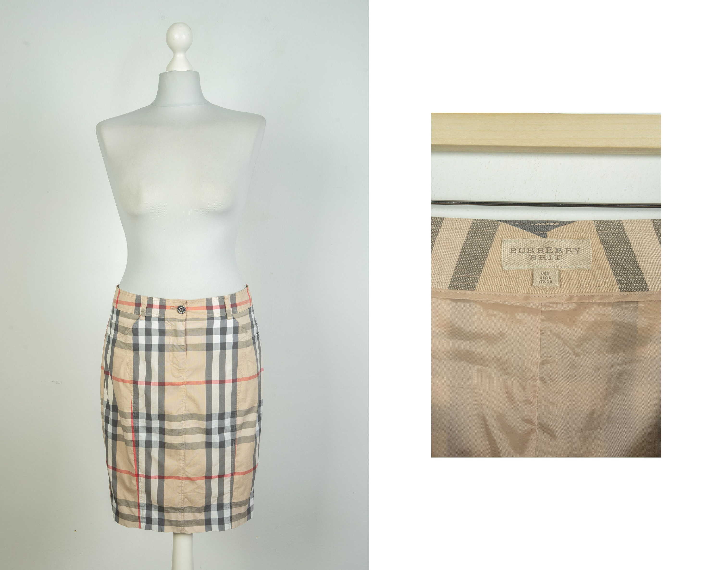 Falda plisada de algodon a cuadros Brit Nova de Burberry Talla EE. UU. 6 Reino Unido 8 Etsy Mexico