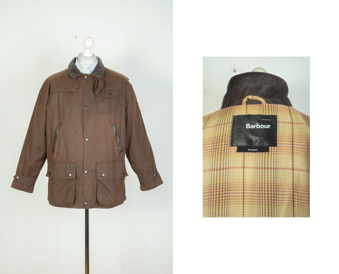 Herren Barbour Bushman Wax Cotton Braune Jacke GroBe M Etsy
