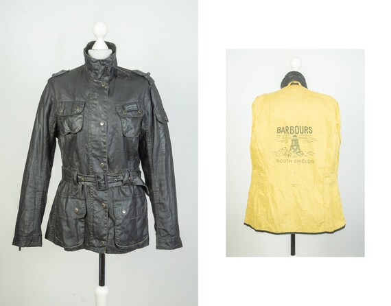 Meting Leeg de prullenbak Er is behoefte aan Dames Barbour Duralinen International Black Belted Jacket - Etsy Nederland