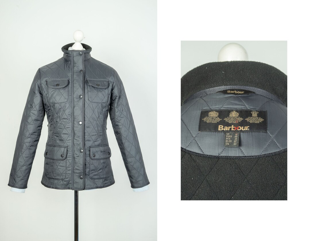 Women's Barbour Utility Quilt Black Jacket Size UK 14 USA Etsy