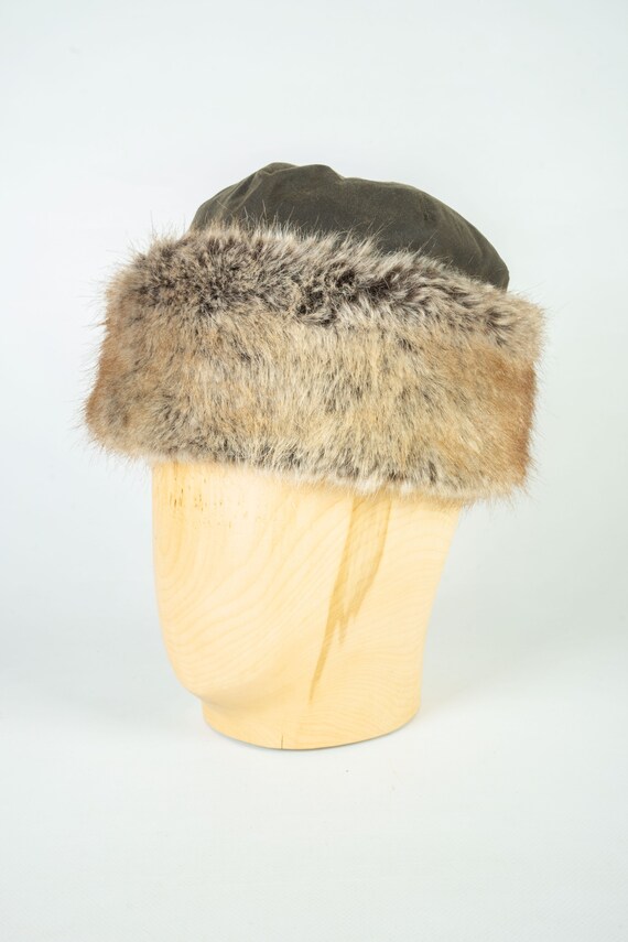 Ladies Barbour Bucket Cotton Waxed Fur Olive Hat … - image 4