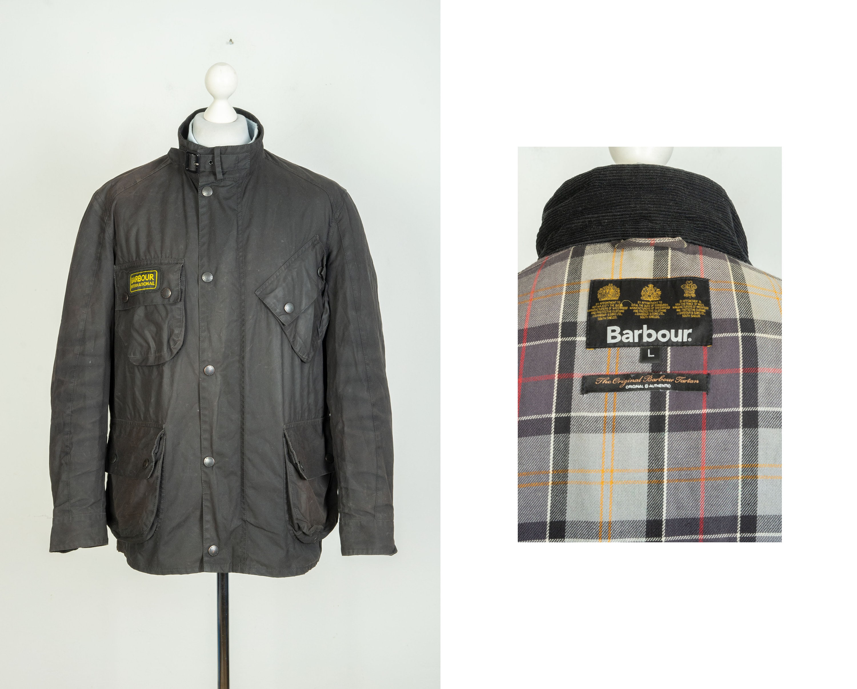 Men s Barbour International Trials Biker Black Wax Jacket Size L Etsy Canada
