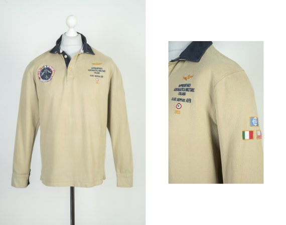 Hombre Aeronautica Militare Italia Beige Suéter Sudadera Manga Larga Talla  XXL -  México