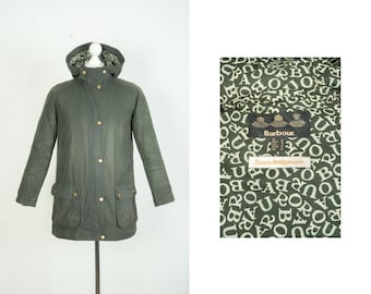 Ladies Barbour Emma Bridgewater Love Olive Wax Cotton Jacket Size