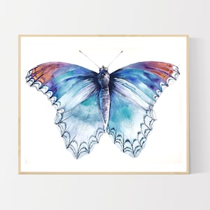Red Spotted Purple Butterfly in Watercolor - Giclee Bird Art Print - Unframed