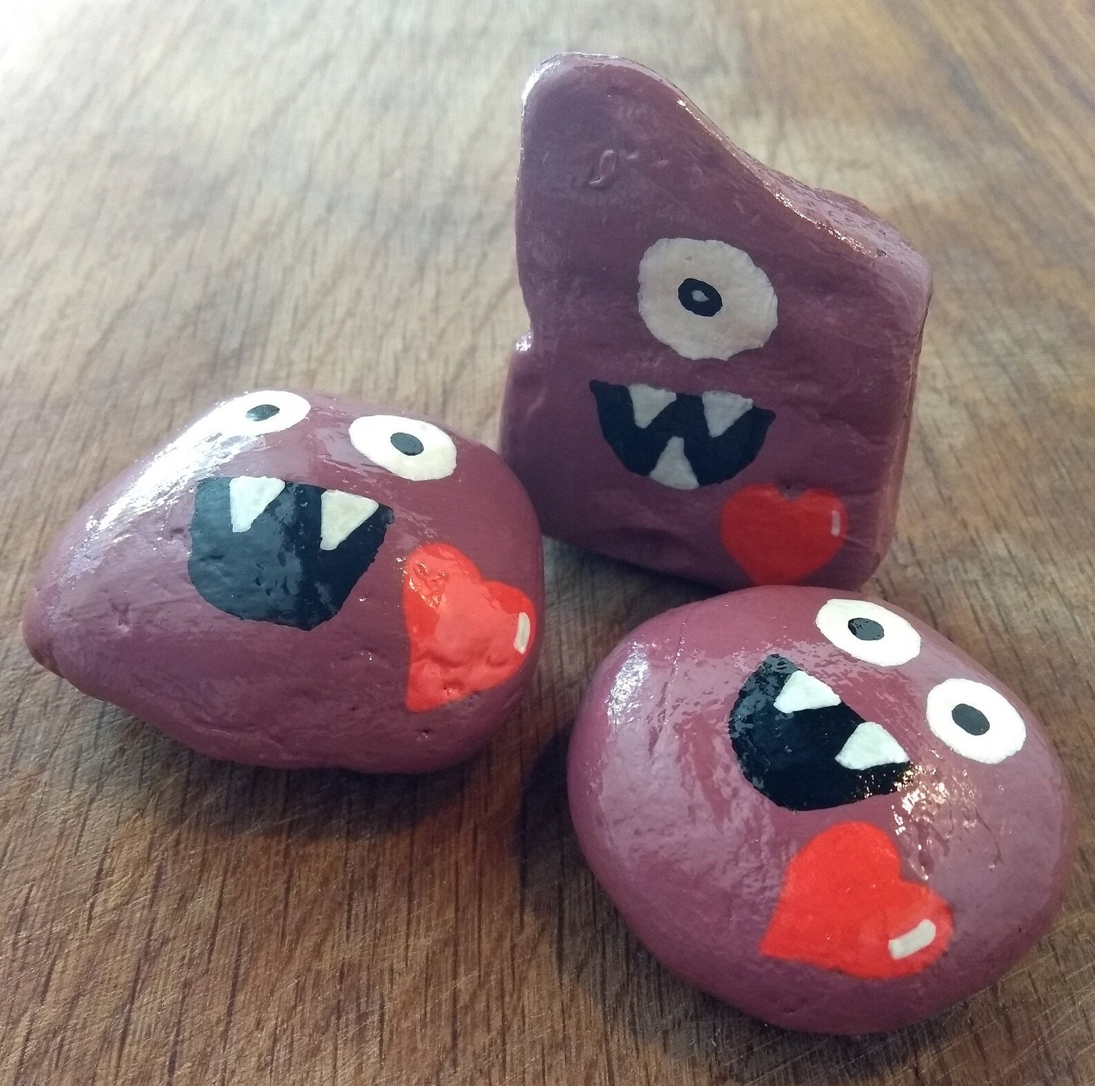 Pocket hugs Hand painted rocks Medium hug monsters Thinking Etsy