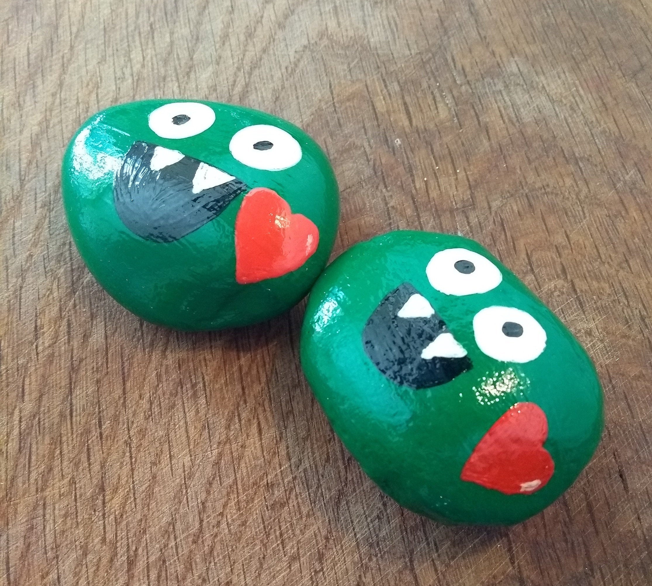 Pocket hugs Hand painted rocks Medium hug monsters Thinking Etsy