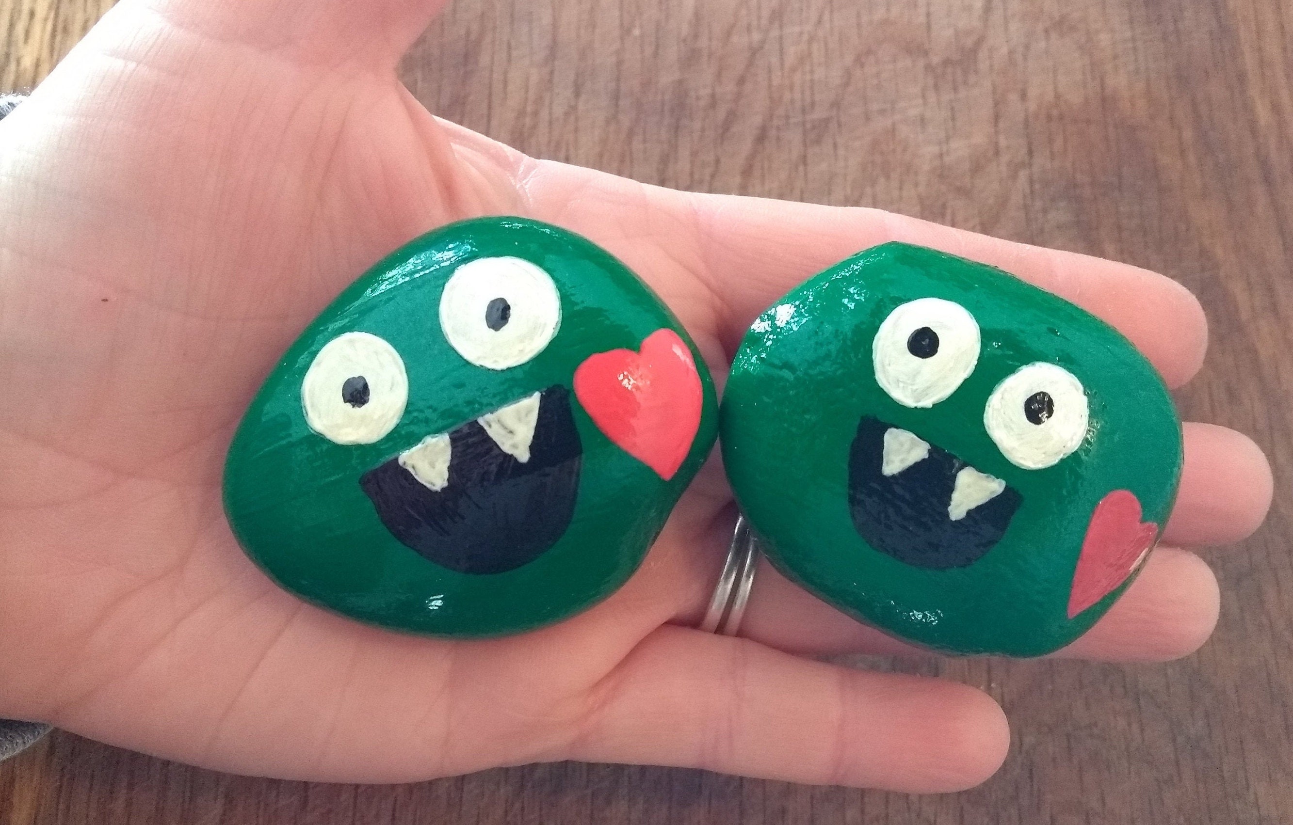 Pocket hugs Hand painted rocks Medium hug monsters Thinking Etsy
