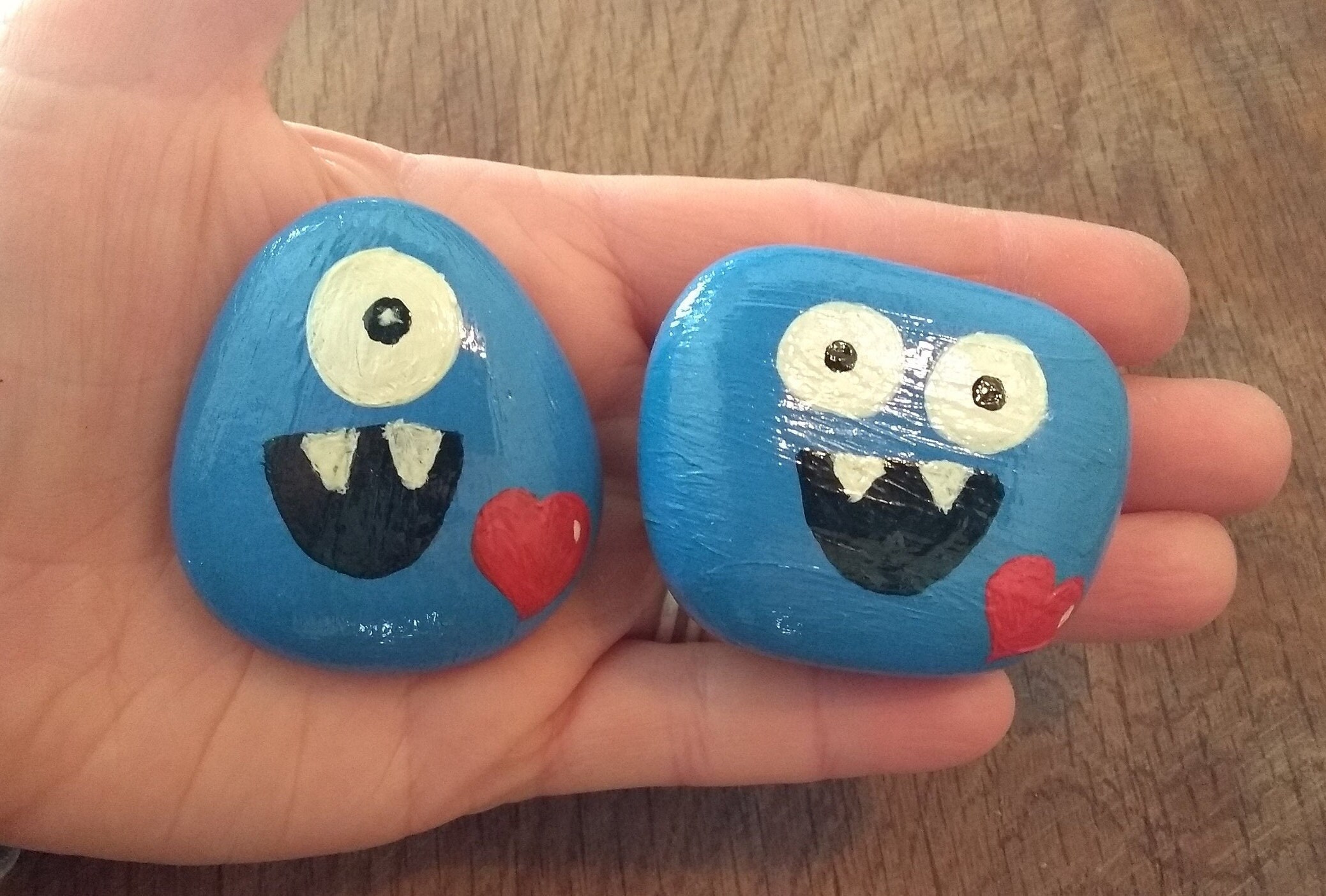 Pocket hugs Hand painted rocks Medium hug monsters Thinking Etsy