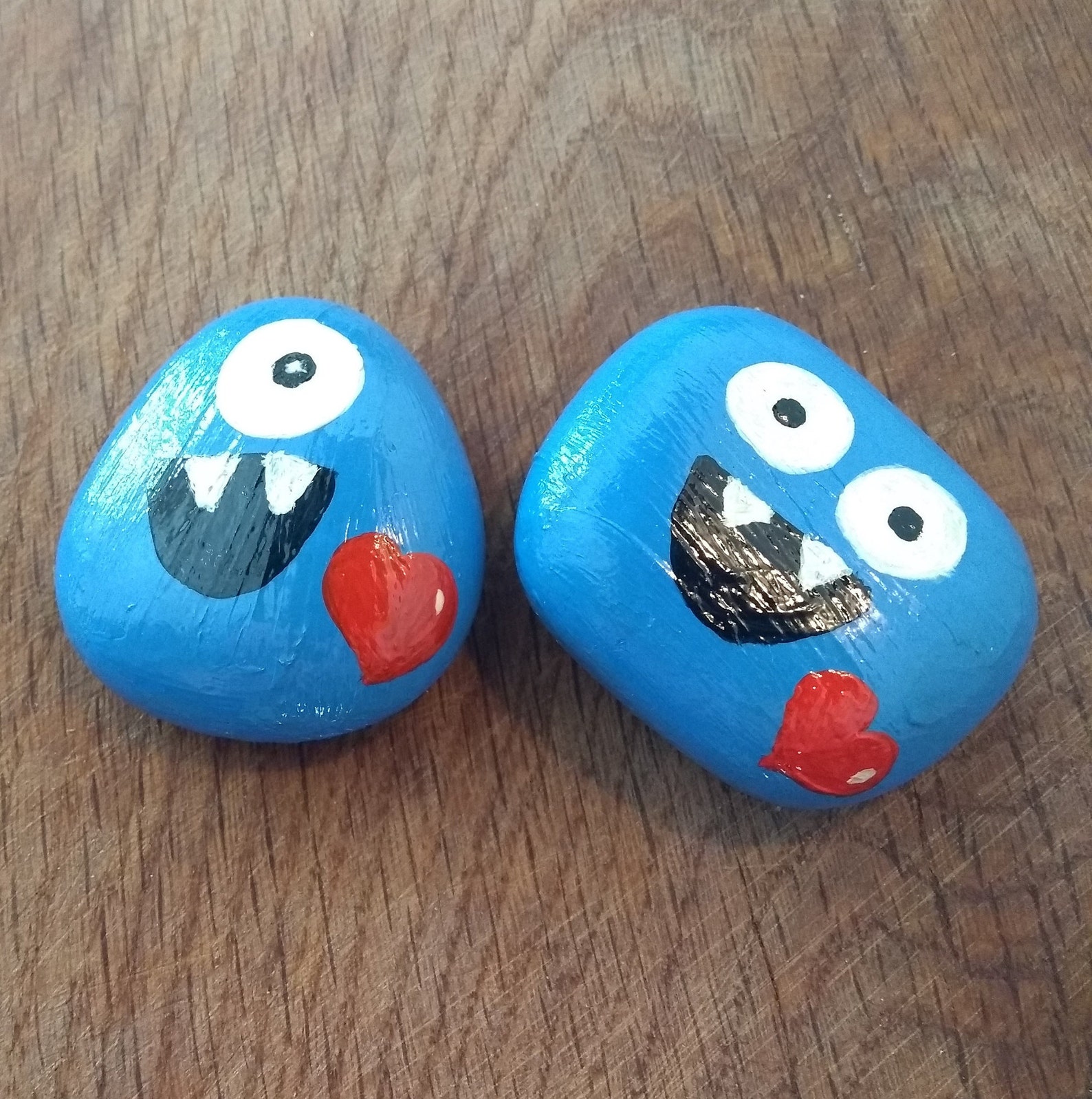 Pocket hugs Hand painted rocks Medium hug monsters Thinking Etsy
