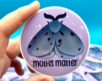 Moths Matter Vinyl Sticker | Muslin Moth Art, Laptop Decal