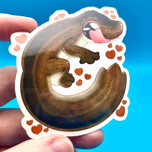 Gunther’s flat tailed gecko die cut wetterfester Vinyl-Aufkleber für Flaschen Laptop Planer Journal | Eidechsen Herpetologie Blatt mit Schwanz niedlich