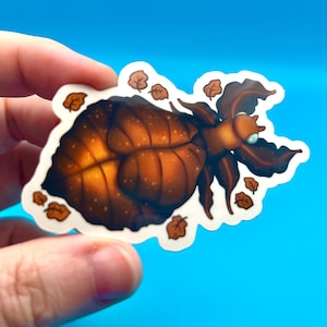Blatt Insekten gestanzt wetterfest Vinyl Aufkleber für Flaschen Laptop Planer Journal Herbst Wirbellose Insekten Entomologie Orange