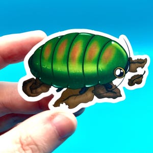 Smaragd Schabe holographisch gestanzte wetterfeste Vinyl-Aufkleber für Flaschen Laptop Planer Journal | Entomologie Insekten Wirbellosen Tiere