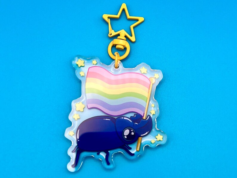 Pride Insects Pride Flag Stag Beetle Double Sided Acrylic Keychain Charm for Lanyards ...