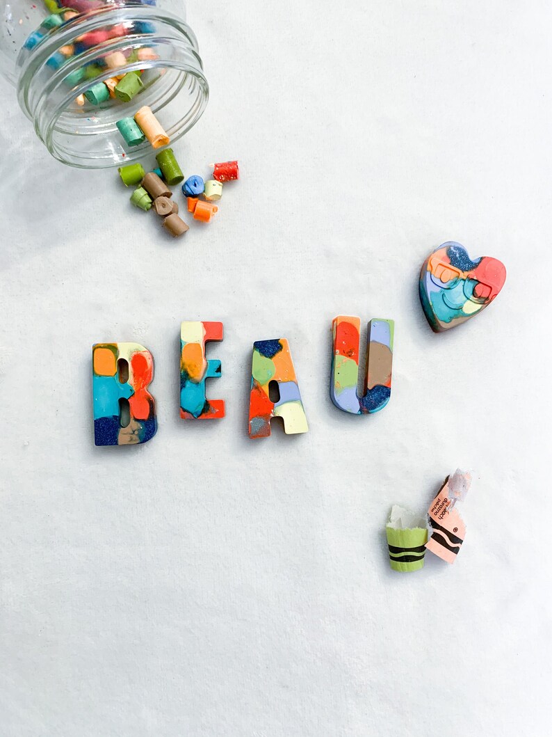 Kids Personalized Name Crayons Kids Birthday Crayons Learn To Spell Handmade Multicolor Crayons SEO Letter Recognition Party Favors