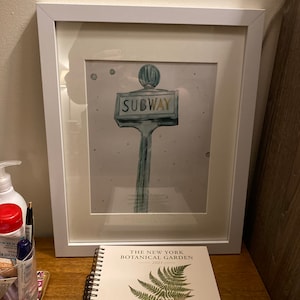190th Street A Train Vintage Subway Sign Watercolor Digital Print
