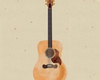 Watercolor Guitar Artwork - Digital Download