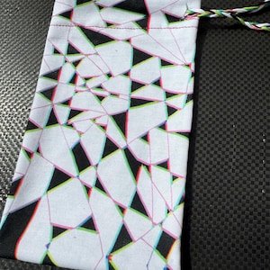 RTS OOAK BRøKn/ off white neon 3D effect tarot card drawstring pouch original fabric witches and wanderers optical illusion design