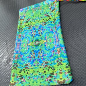 RTS OOAK Charismascope II tarot card drawstring pouch original fabric witches and wanderers psychedelic green blue fluid art  design