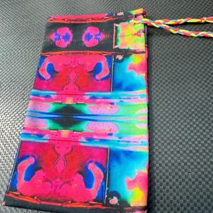 RTS OOAK LSDreamz II tarot card drawstring pouch original fabric witches and wanderers psychedelic hand drawn design neon fluid art