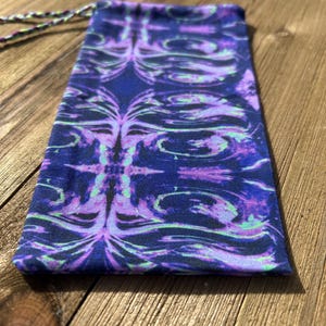 RTS OOAK Astral Projection X tarot card drawstring pouch original fabric witches and wanderers psychedelic purple design