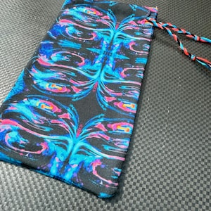RTS OOAK Astral Projection tarot card drawstring pouch original fabric witches and wanderers psychedelic hot pink neon blue design