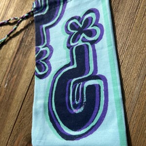 RTS OOAK Mystery Machine 2.0 tarot card drawstring pouch original fabric witches and wanderers psychedelic hand drawn neon question marks